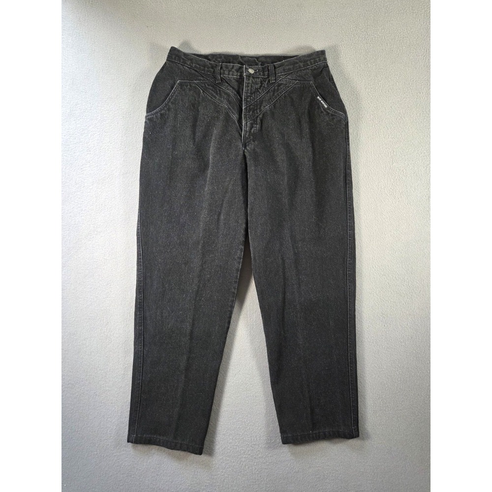 Vintage Rocky Mountain Jeans Womens 20 34x30 Black Denim Made in USA Tapered